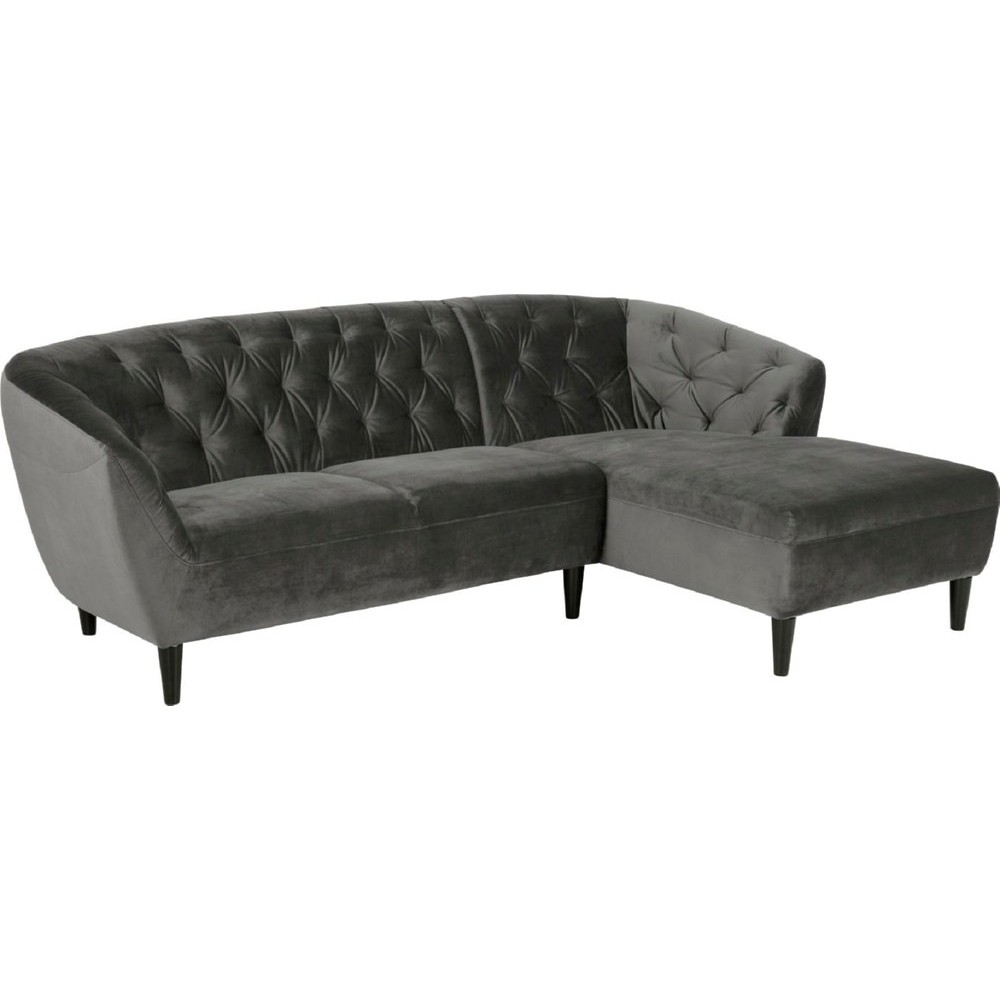 Canapé d'angle en tissu matelassé de qualité Rita coloris gris foncé, angle droit, 4 places Canapé d'angle en tissu matelassé de qualité Rita coloris gris foncé, angle droit, 4 places