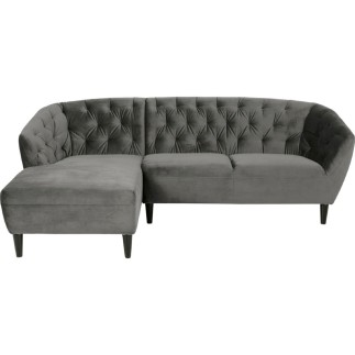 - Canapé d'angle en tissu matelassé de qualité Rita coloris gris foncé, angle gauche