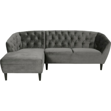 - Canapé d'angle en tissu matelassé de qualité Rita coloris gris foncé, angle gauche