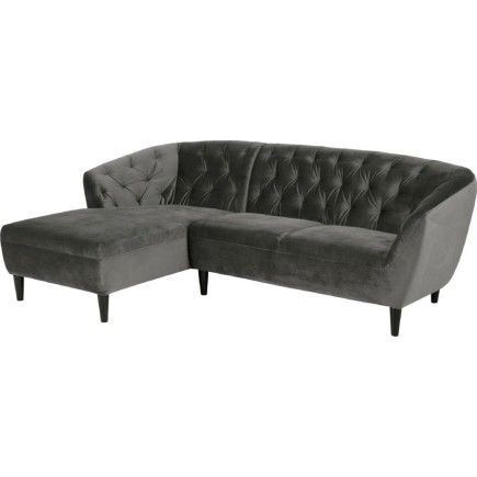 - Canapé d'angle en tissu matelassé de qualité Rita coloris gris foncé, angle gauche, 4 places