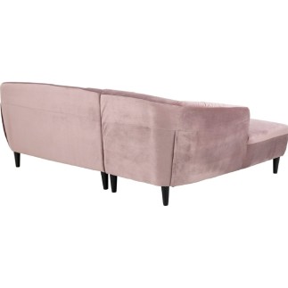 Canapé d'angle en tissu matelassé de qualité Rita coloris rose pale, angle gauche