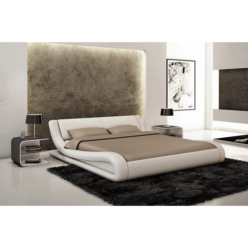 Lit en cuir italien de luxe DREAM, blanc, 180x200 Lit en cuir italien de luxe DREAM, blanc, 180x200