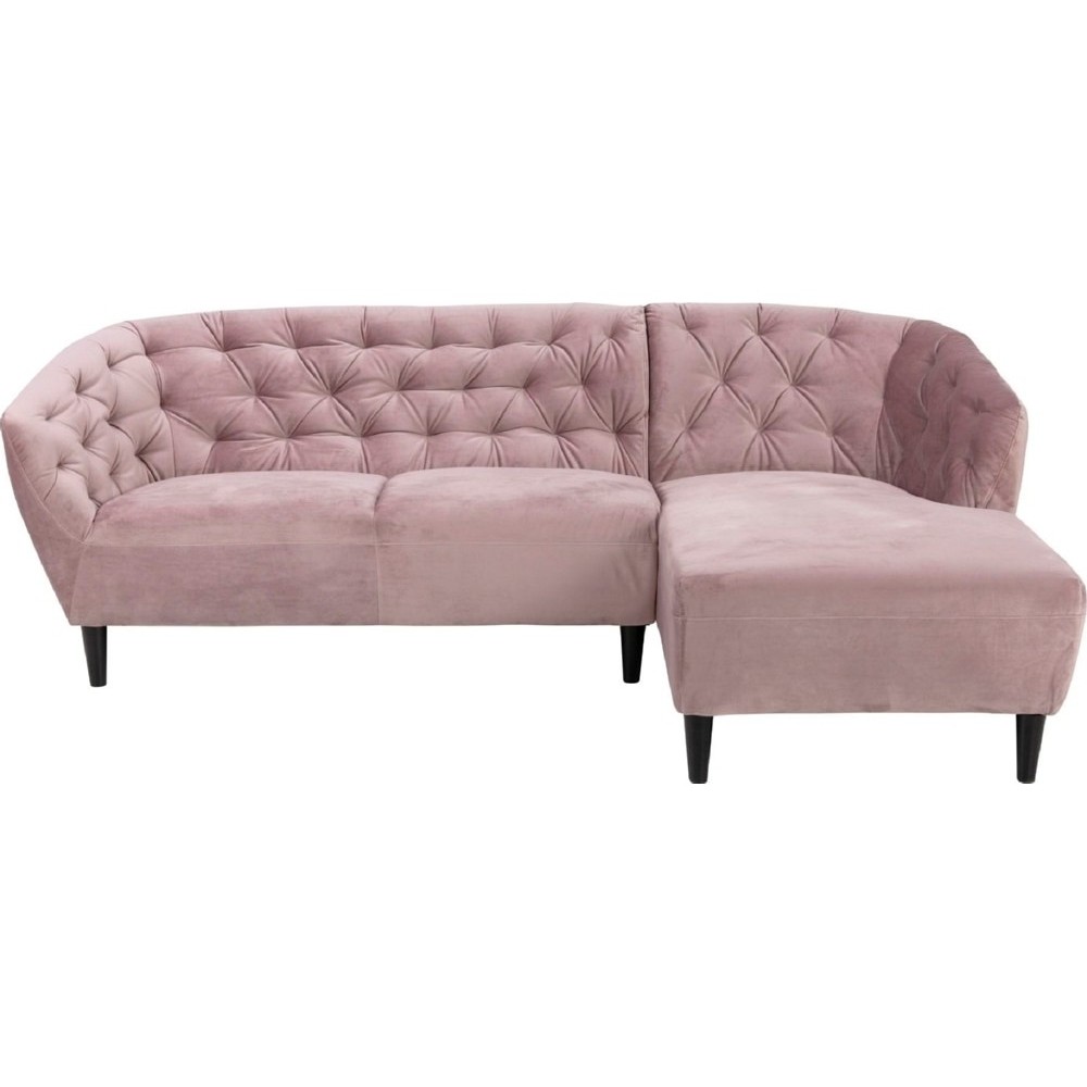 Canapé d'angle en tissu matelassé de qualité Rita coloris rose pale, angle droit, 4 places