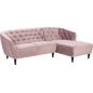 Canapé d'angle en tissu matelassé de qualité Rita coloris rose pale, angle droit, 4 places