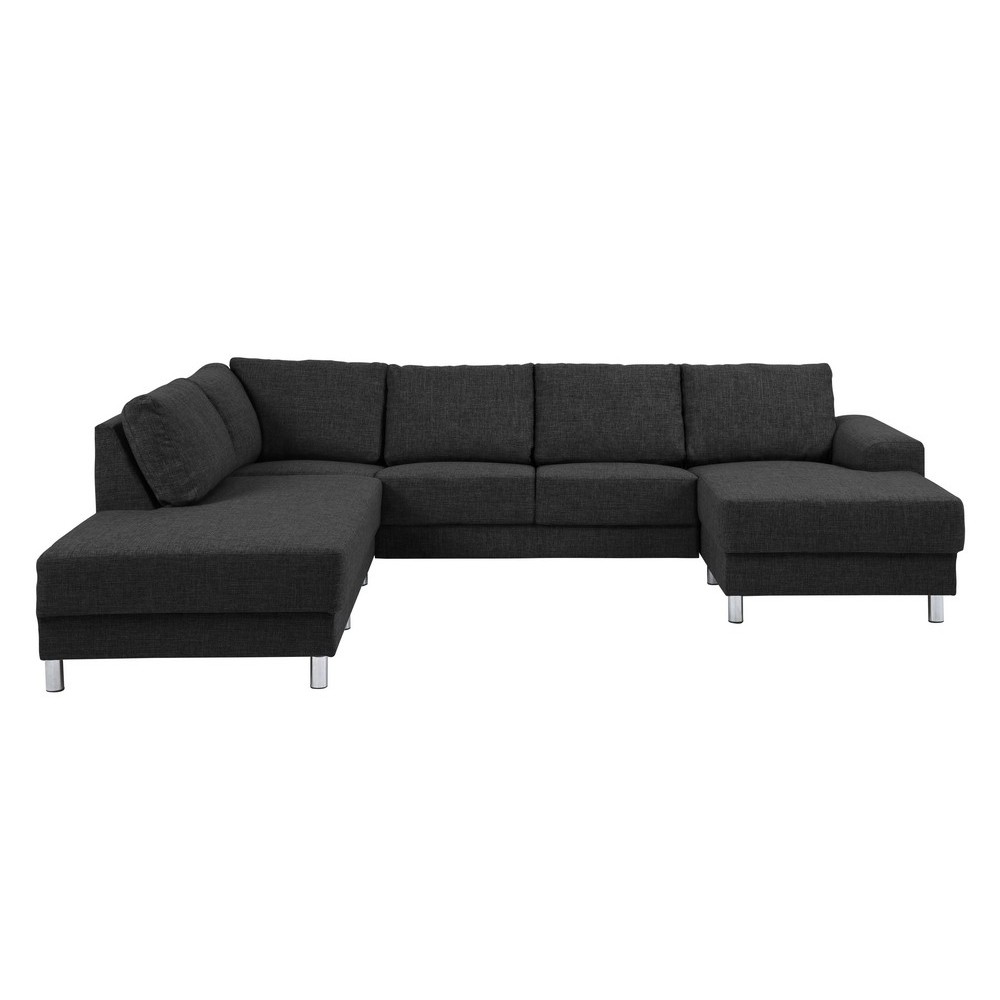 - Canapé d'angle en tissu de qualité CALVI, gris anthracite, angle gauche - Canapé d'angle en tissu de qualité CALVI, gris anthracite, angle gauche