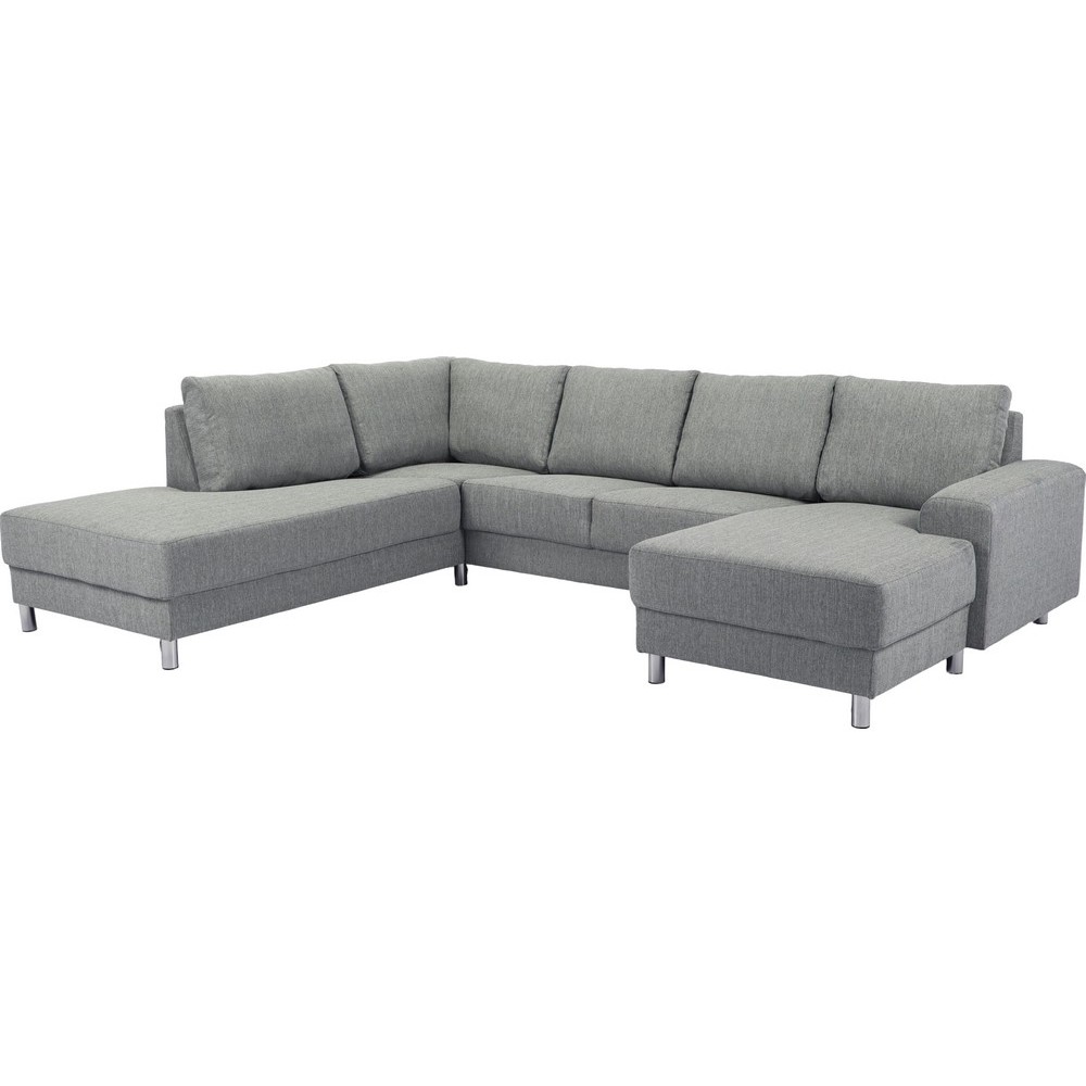 Canapé d'angle en tissu de qualité CALVI, gris clair, angle gauche Canapé d'angle en tissu de qualité CALVI, gris clair, angle gauche