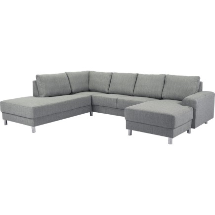 Canapé d'angle en tissu de qualité CALVI, gris clair, angle gauche