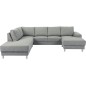 Canapé d'angle en tissu de qualité CALVI, gris clair, angle gauche Canapé d'angle en tissu de qualité CALVI, gris clair, angle gauche