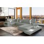Canapé d'angle en cuir italien 8 places venise, gris clair / blanc, angle gauche, 6x sans frais, total de la commande: 2168 euro