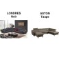 1er paiement commande: canapé d'angle cuir buffle italien luxe 7 places londres noir, angle gauche, canapé sur mesure sans le ba