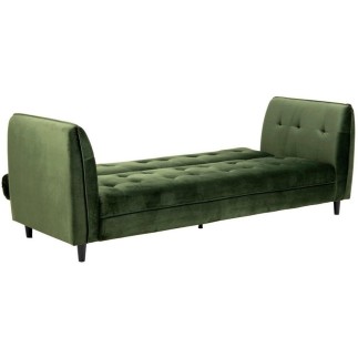 Canapé 3 places avec couchage en tissu Josty couleur vert forêt