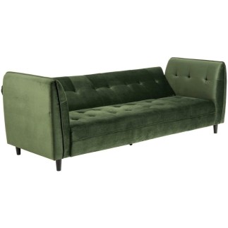 Canapé 3 places avec couchage en tissu Josty couleur vert forêt