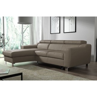 1er paiement de la commande: Canapé d'angle convertible en cuir italien de luxe 5 places astoria, taupe, angle gauche, 6x sans f