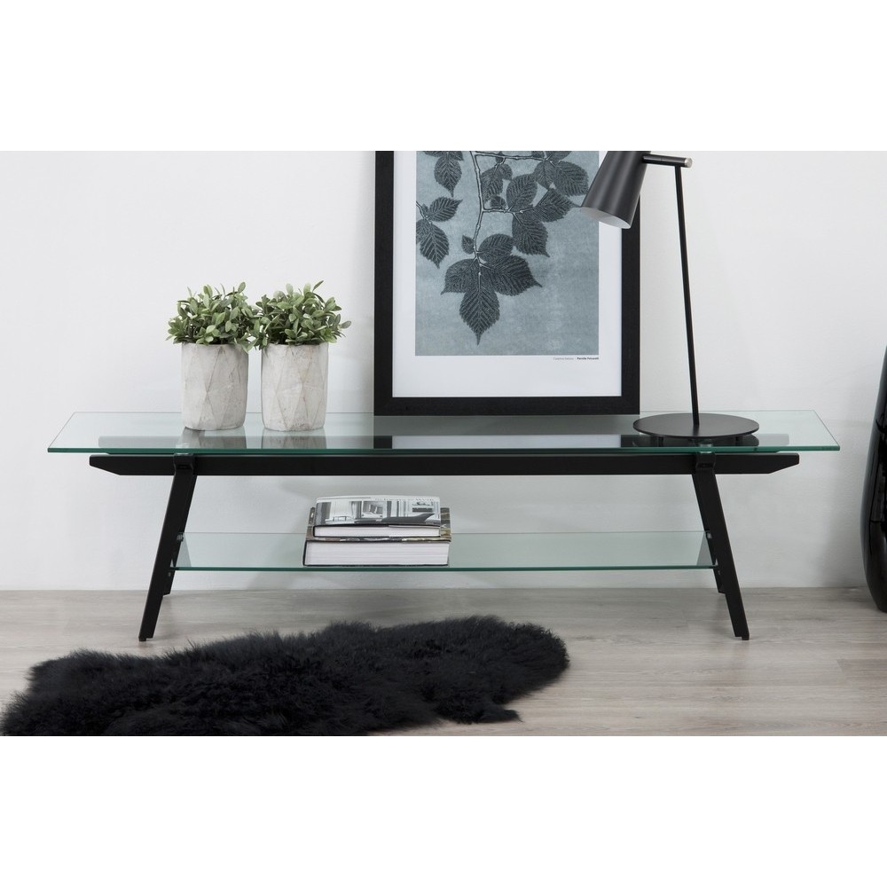 Meuble TV design de qualité en verre et structure noir, MONA Meuble TV design de qualité en verre et structure noir, MONA