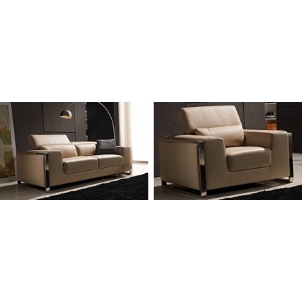 2eme paiement de la commande: Canapé 3 places + fauteuil en cuir italien buffle luxy, beige, 6x sans frais, total de la commande