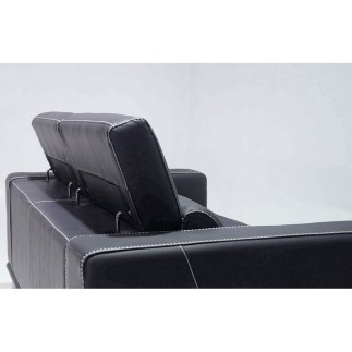 Ensemble Canapé 3 places et 2 places et fauteuil 1 place en cuir italien buffle VEGA, gris foncé avec surpiqure gris clair