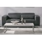 Ensemble Canapé 3 places et 2 fauteuils 1 place en cuir italien buffle VEGA, gris foncé avec surpiqure gris clair