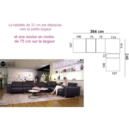 2eme paiement de la commande: Canapé d'angle relax fabrication personnalisee sur mesure cuir buffle italien luxe, 2 relax électr