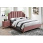 Lit double en tissu velours de qualité MONOTI, rose pale, avec sommier à lattes, 160x200 Lit double en tissu velours de qualité MONOTI, rose pale, avec sommier à lattes, 160x200