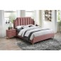 Lit double en tissu velours de qualité MONOTI, rose pale, avec sommier à lattes, 160x200 Lit double en tissu velours de qualité MONOTI, rose pale, avec sommier à lattes, 160x200