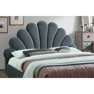 Lit double en tissu velours de qualité SANIA, gris, avec sommier à lattes, 160x200