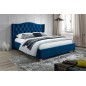 Lit double en tissu velours de qualité ASMA, bleu, avec sommier à lattes, 160x200 Lit double en tissu velours de qualité ASMA, bleu, avec sommier à lattes, 160x200