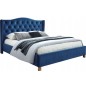 Lit double en tissu velours de qualité ASMA, bleu, avec sommier à lattes, 160x200 Lit double en tissu velours de qualité ASMA, bleu, avec sommier à lattes, 160x200