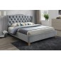 Lit double en tissu velours de qualité ASMA, gris, avec sommier à lattes, 160x200 Lit double en tissu velours de qualité ASMA, gris, avec sommier à lattes, 160x200