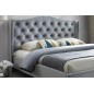 Lit double en tissu velours de qualité ASMA, gris, avec sommier à lattes, 160x200 Lit double en tissu velours de qualité ASMA, gris, avec sommier à lattes, 160x200