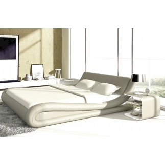 Lit en cuir italien de luxe DREAM, écru
