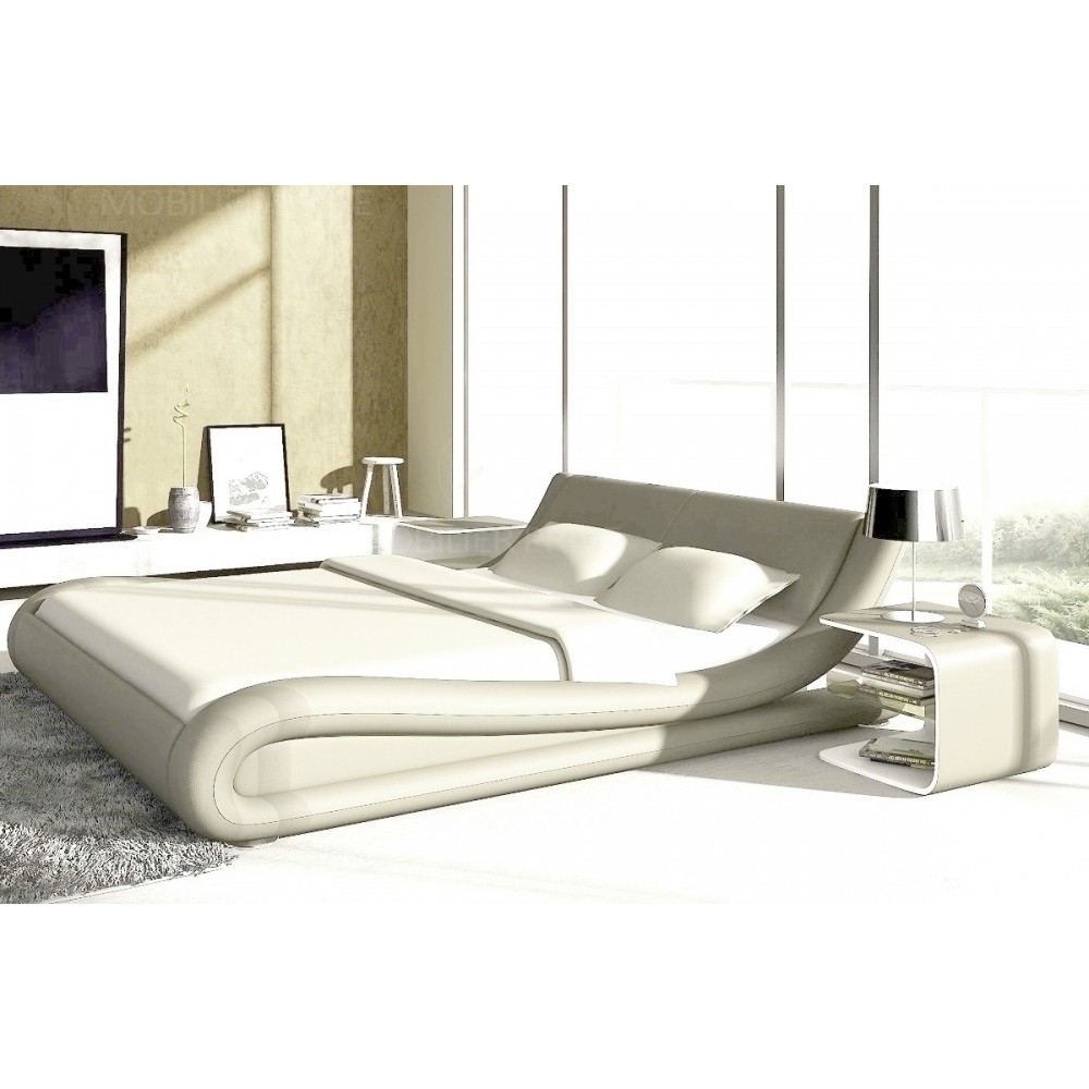 Lit en cuir italien de luxe DREAM, écru, 180x200 Lit en cuir italien de luxe DREAM, écru, 180x200