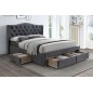 Lit double en tissu velours de qualité ASENA, gris, avec sommier à lattes, 160x200 Lit double en tissu velours de qualité ASENA, gris, avec sommier à lattes, 160x200