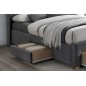 Lit double en tissu velours de qualité ASENA, gris, avec sommier à lattes, 160x200 Lit double en tissu velours de qualité ASENA, gris, avec sommier à lattes, 160x200