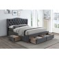 Lit double en tissu velours de qualité ASENA, gris, avec sommier à lattes, 160x200 Lit double en tissu velours de qualité ASENA, gris, avec sommier à lattes, 160x200