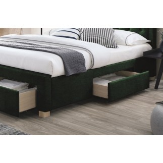 Lit double en tissu velours de qualité ELVIRA, vert, avec sommier à lattes, 160x200