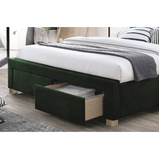 Lit double en tissu velours de qualité ELVIRA, vert, avec sommier à lattes, 160x200