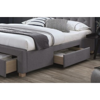 Lit double en tissu velours de qualité ELVIRA, gris, avec sommier à lattes, 160x200