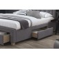 Lit double en tissu velours de qualité ELVIRA, gris, avec sommier à lattes, 160x200 Lit double en tissu velours de qualité ELVIRA, gris, avec sommier à lattes, 160x200