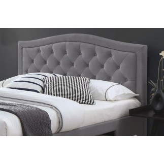 Lit double en tissu velours de qualité ELVIRA, gris, avec sommier à lattes, 160x200