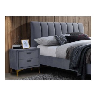 Lit double en tissu velours de qualité MICHIGAN, gris, avec sommier à lattes, 160x200