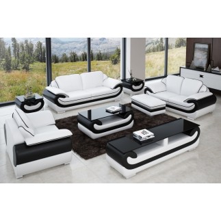 2eme paiement de la commande : Ensemble canapé 3 places et 2 places et fauteuil en cuir italien vachette candide, couleur blanc