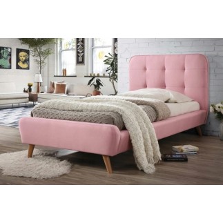 Lit en tissu de qualité TINA, rose, 90x200