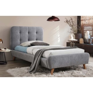 Lit en tissu de qualité TINA, gris, 90x200