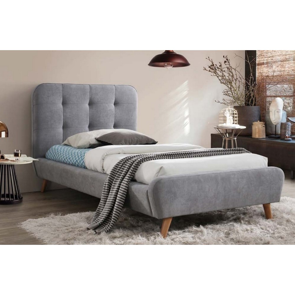 Lit en tissu de qualité TINA, gris, 90x200 Lit en tissu de qualité TINA, gris, 90x200