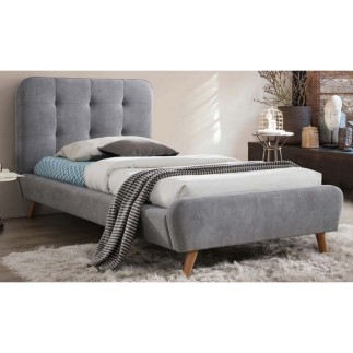 Lit en tissu de qualité TINA, gris, 90x200