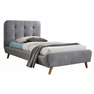 Lit en tissu de qualité TINA, gris, 90x200