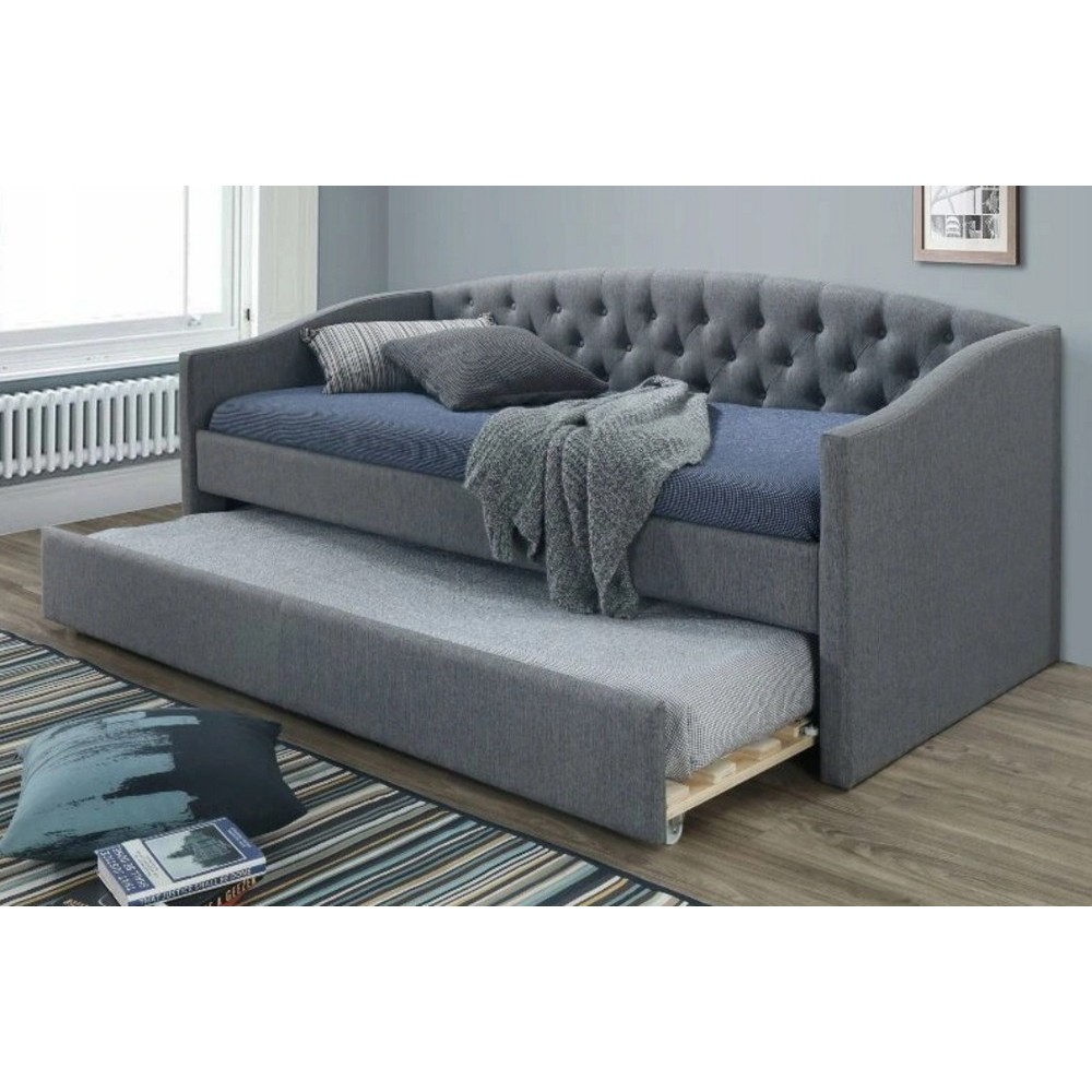 Lit en tissu de qualité ALINA, gris, 90x200 Lit en tissu de qualité ALINA, gris, 90x200