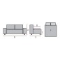 Canapé banquette convertible 2 places en tissu de qualité, gris, ZIPPO Canapé banquette convertible 2 places en tissu de qualité, gris, ZIPPO