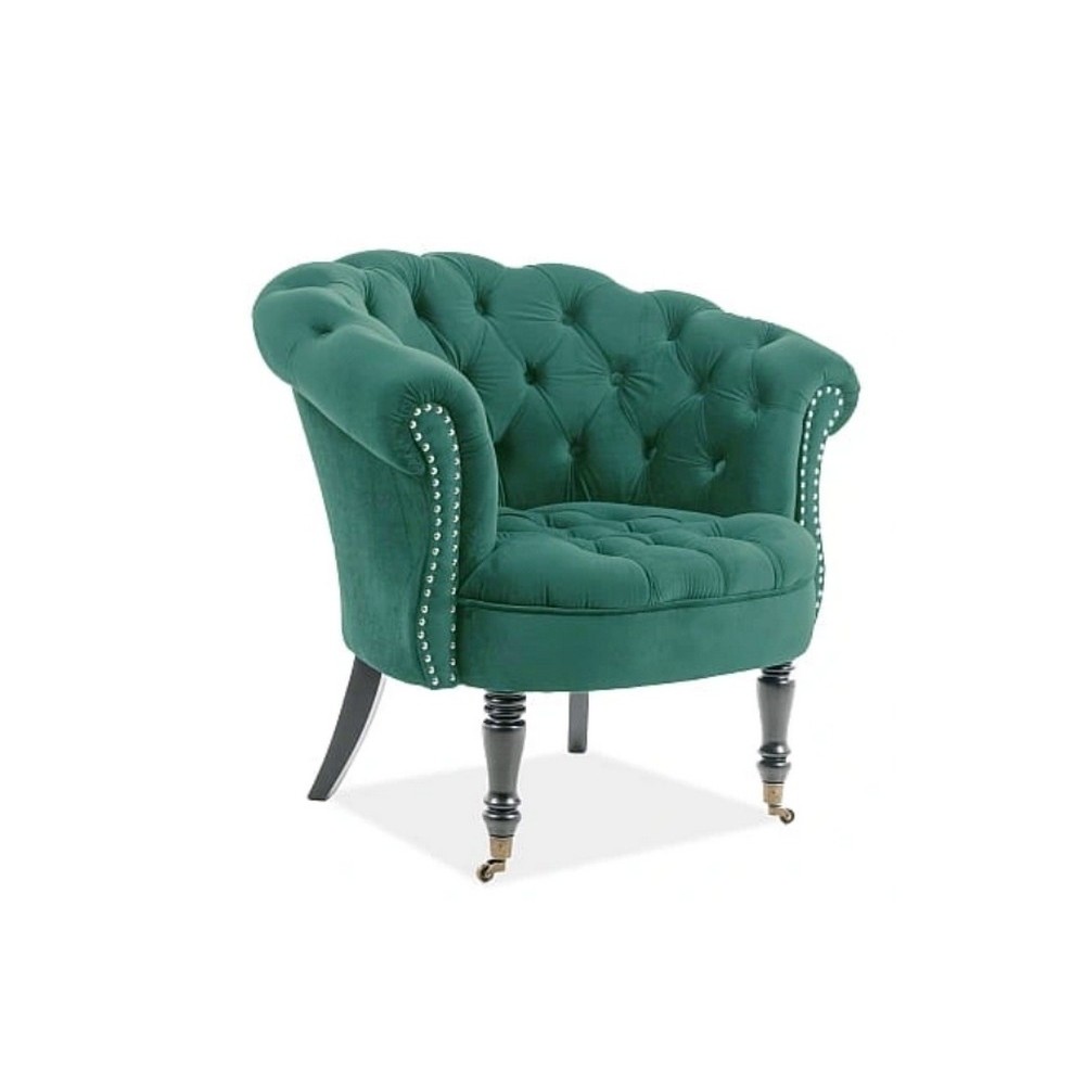 Fauteuil en tissu velours de qualité, vert, PHENIX, Fauteuil 1 place Fauteuil en tissu velours de qualité, vert, PHENIX, Fauteuil 1 place