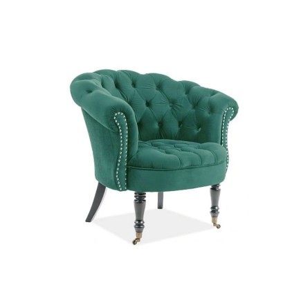 Fauteuil en tissu velours de qualité, vert, PHENIX